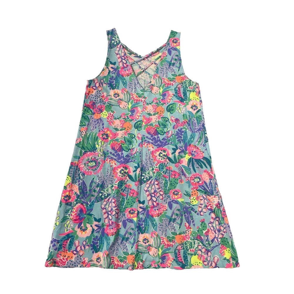 Lilly Pulitzer Vibrant Floral Kristen Shift Dress V-Back Tropical Lattice SM - Picture 9 of 14